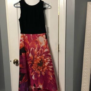 Black Floral High Low Dress